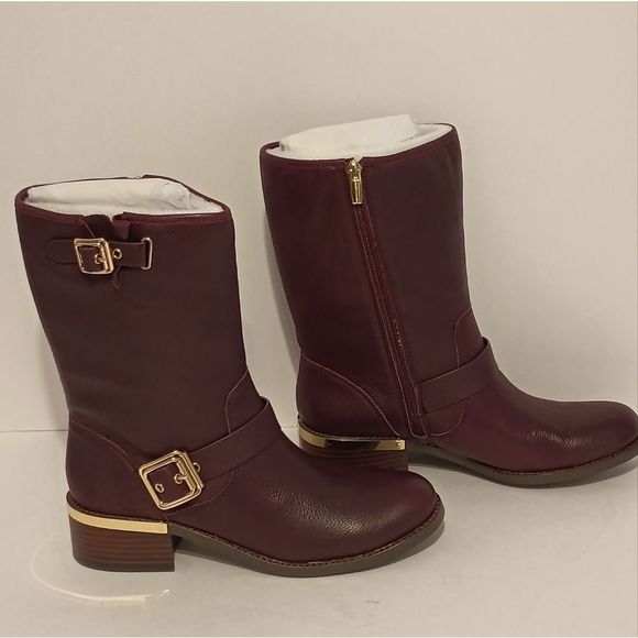 VINCE CAMUTO WOMENS WINDY LEATHER MOTO FASHION MID-CALF BOOTS SiZE 7M - Picture 3 of 5